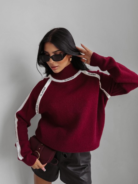 Sweter damski OLAVOGA WINTOR 2025 bordowy - maWer Fashion