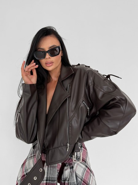 Kurtka ramoneska damska OLAVOGA RAVEN EDGE 2025 brąz - maWer Fashion
