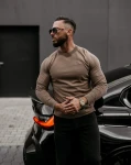 Sweter męski OLAVOGA MEW 2025 ciemny beżowy - maWer Fashion