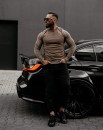 Sweter męski OLAVOGA MEW 2025 ciemny beżowy - maWer Fashion