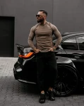 Sweter męski OLAVOGA MEW 2025 ciemny beżowy - maWer Fashion