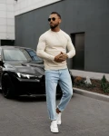 Sweter męski OLAVOGA MEW 2025 ecru - maWer Fashion