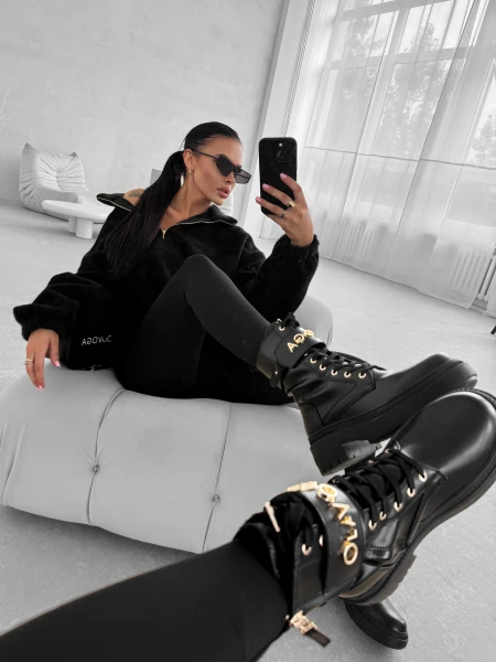 Buty workery damskie OLAVOGA DICE 2025 czarne - mawershop
