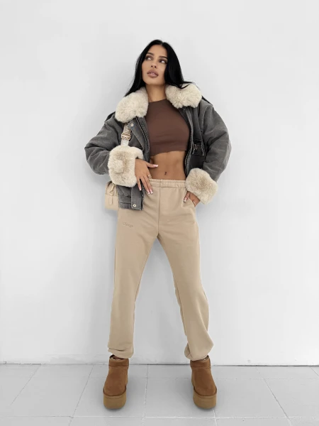 Spodnie damskie OLAVOGA DEWDROP 2025 beż - maWer Fashion