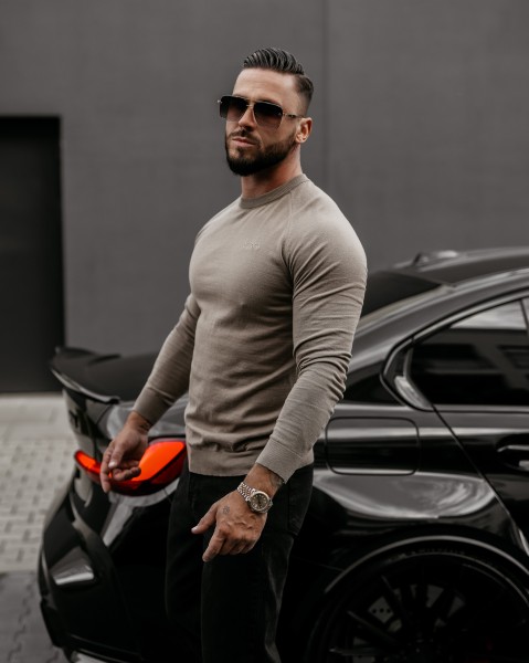 Sweter męski OLAVOGA MEW 2025 beżowy - mawershop
