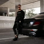 Welurowy komplet męski OLAVOGA HARVEST czarny - maWer Fashion