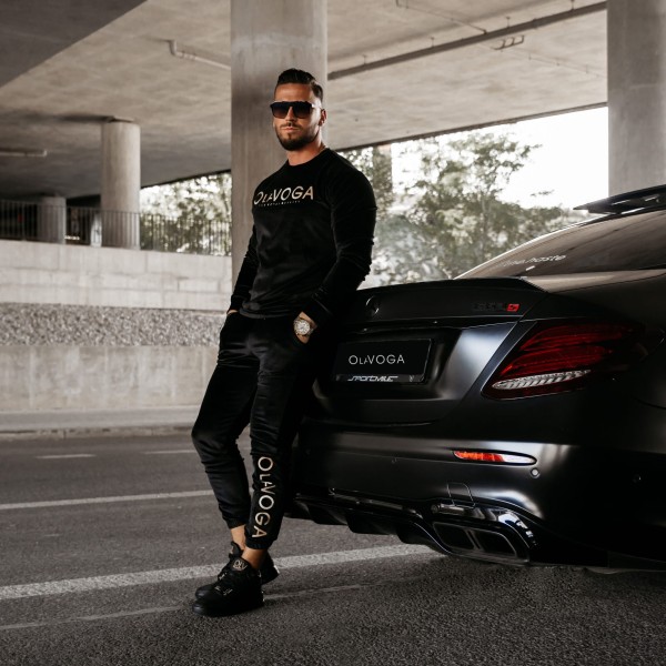 Welurowy komplet męski OLAVOGA HARVEST czarny - maWer Fashion