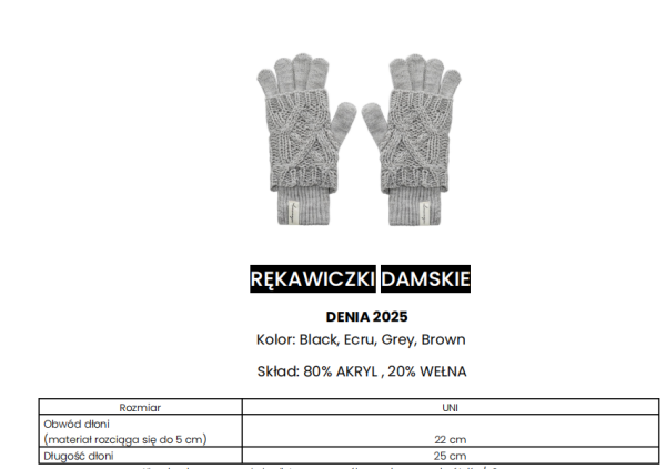 Rękawiczki damskie OLAVOGA DENIA 2025 szare - maWer Fashion