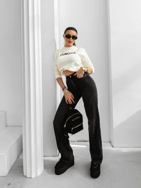 Sweter damski OLAVOGA ZAIO 2025 ecru - maWer Fashion