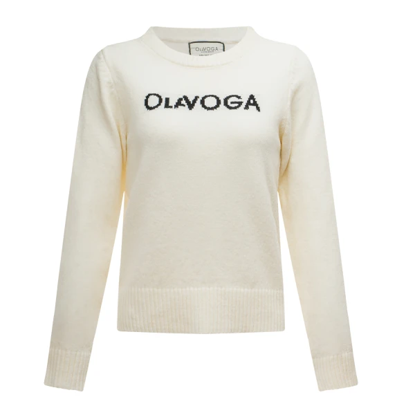 Sweter damski OLAVOGA ZAIO 2025 ecru - maWer Fashion