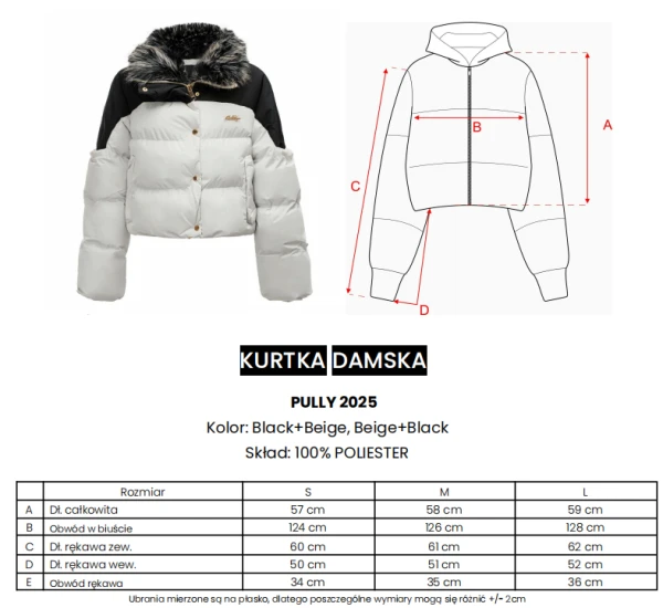 Kurtka damska OLAVOGA PULLY 2025 beż z czarnym - maWer Fashion