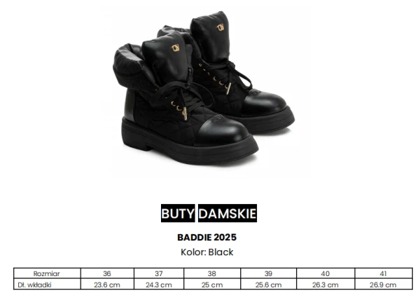Buty damskie workery OLAVOGA BADDIE 2025 czarne - maWer Fashion