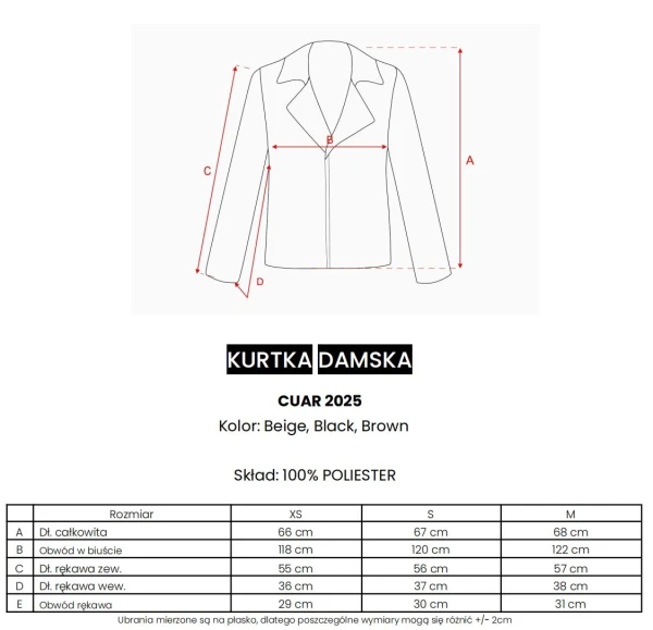 Kurtka damska OLAVOGA CUAR 2025 beż - maWer Fashion