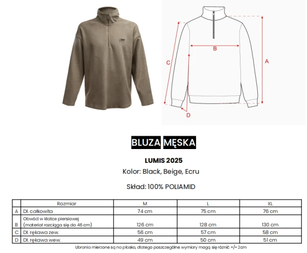 Bluza polarowa męska OLAVOGA LUMIS 2025 ecru - maWer Fashion