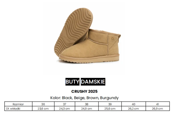 Śniegowce damskie OLAVOGA CRUSHY 2025 brąz  - maWer Fashion
