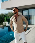 Koszula męska OLAVOGA GASTON 2025 beż  - maWer Fashion