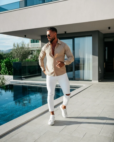 Koszula męska OLAVOGA GASTON 2025 beż  - maWer Fashion