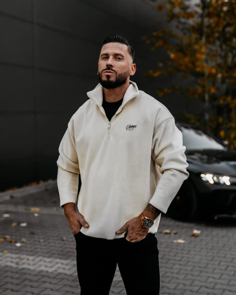 Bluza polarowa męska OLAVOGA LUMIS 2025 ecru - maWer Fashion
