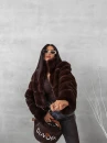 Futrzana kurtka damska OLAVOGA VESPERA 2025 brąz - maWer Fashion