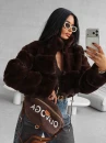 Futrzana kurtka damska OLAVOGA VESPERA 2025 brąz - maWer Fashion