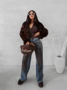 Futrzana kurtka damska OLAVOGA VESPERA 2025 brąz - maWer Fashion