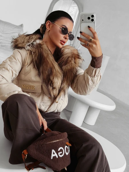 Zimowa kurtka damska OLAVOGA RAURE 2025 beż - maWer Fashion
