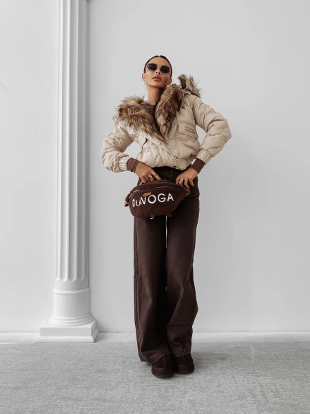 Zimowa kurtka damska OLAVOGA RAURE 2025 beż - maWer Fashion