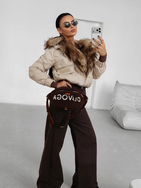 Zimowa kurtka damska OLAVOGA RAURE 2025 beż - maWer Fashion