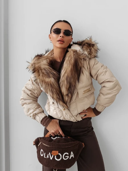 Zimowa kurtka damska OLAVOGA RAURE 2025 beż - maWer Fashion