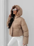 Zimowa kurtka damska OLAVOGA PUFY 2025 beż - maWer Fashion