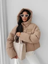 Zimowa kurtka damska OLAVOGA PUFY 2025 beż - maWer Fashion