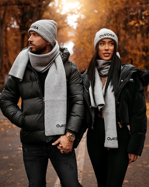 Szalik męski OLAVOGA VIVAMITO 2025 szary - maWer Fashion