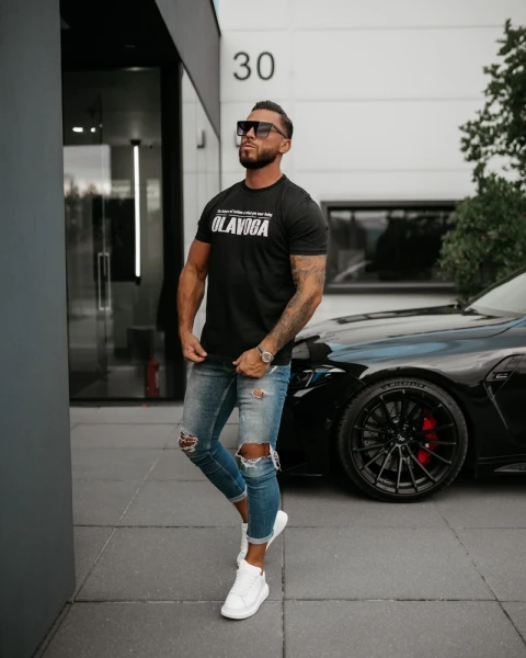 T-shirt męski OLAVOGA ZOAN 2025 grafit - maWer Fashion
