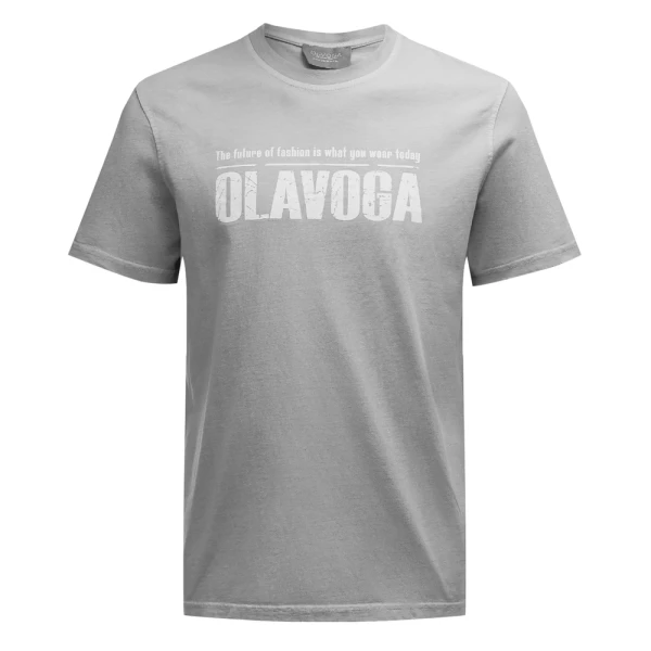 T-shirt męski OLAVOGA ZOAN 2025 jasny szary - maWer Fashion