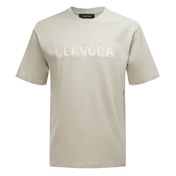 T-shirt męski OLAVOGA REAL 2025 beż - maWer Fashion