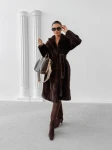 Płaszcz damski OLAVOGA MINO 2025 brąz - maWer Fashion