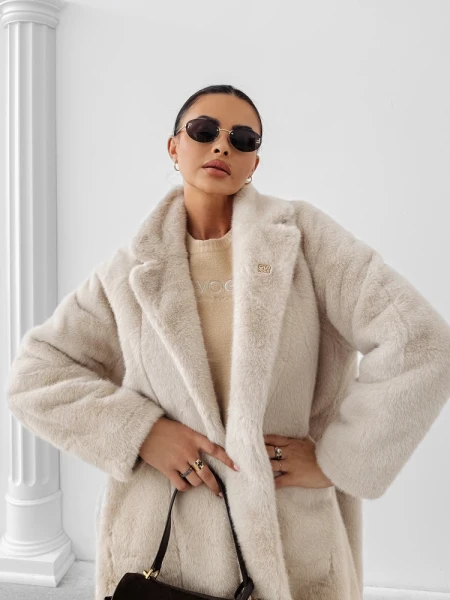 Płaszcz damski OLAVOGA MINO 2025 beż - maWer Fashion