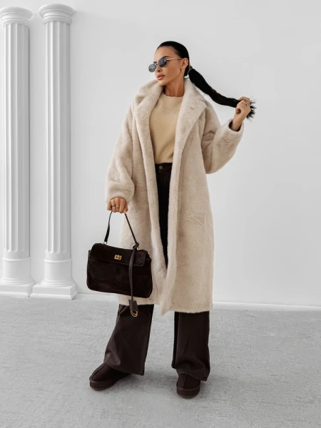 Płaszcz damski OLAVOGA MINO 2025 beż - maWer Fashion