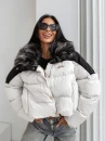 Kurtka damska OLAVOGA PULLY 2025 beż z czarnym - maWer Fashion
