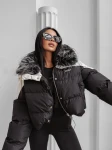 Kurtka damska OLAVOGA PULLY 2025 czarna z beżem - maWer Fashion