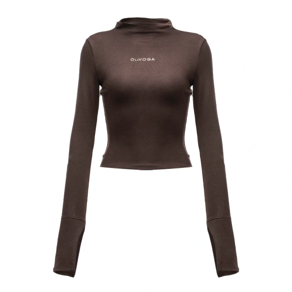 Bluzka damska OLAVOGA AUTUMN 2025 brąz  - maWer Fashion