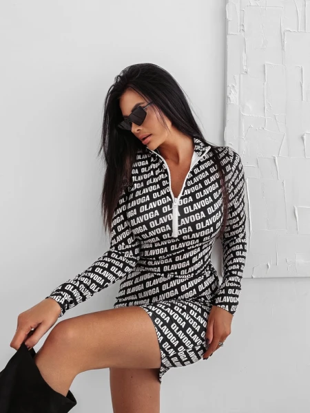 Sukienka OLAVOGA MOON GLORY 2025 czarna z beżem - maWer Fashion