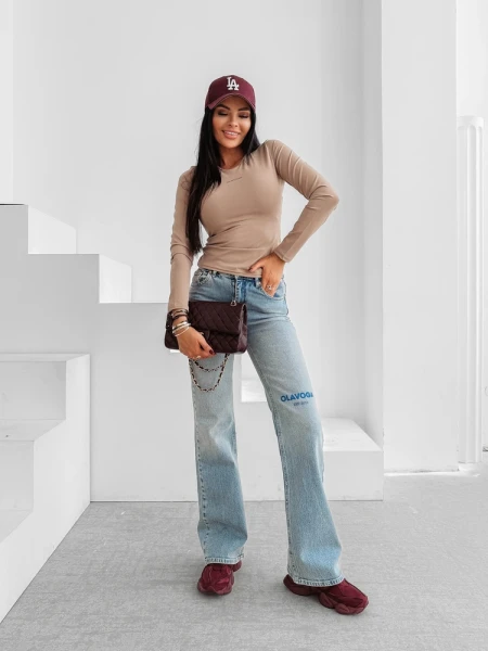 Spodnie damskie OLAVOGA ZOIO 2025 niebieskie - maWer Fashion