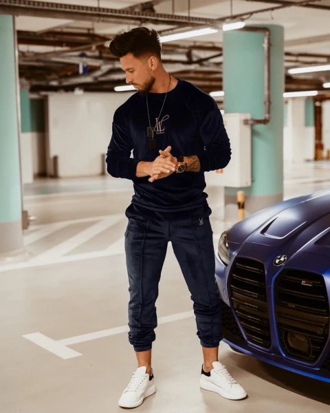 Komplet męski OLAVOGA GOLD LV MAN granatowy - maWer Fashion