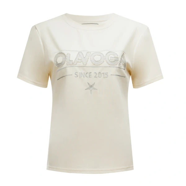 T-shirt damski OLAVOGA BLACK PRINCE 2025 ecru - maWer Fashion