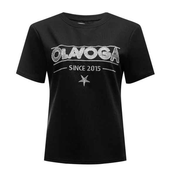 T-shirt damski OLAVOGA BLACK PRINCE 2025 czarny - maWer Fashion