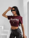 T-shirt damski OLAVOGA BLACK PRINCE 2025 bordo - maWer Fashion