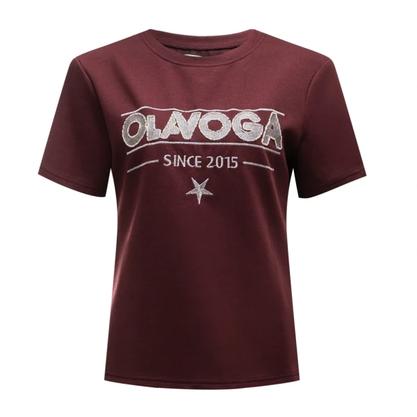 T-shirt damski OLAVOGA BLACK PRINCE 2025 bordo - maWer Fashion