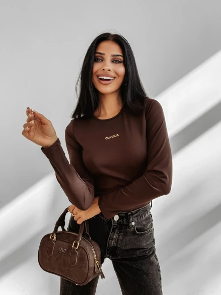 Bluzka damska OLAVOGA SIMBI 2025 brąz - maWer Fashion