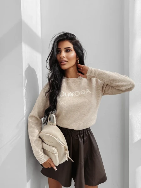 Sweter damski OLAVOGA ZAIO 2025 beż - maWer Fashion